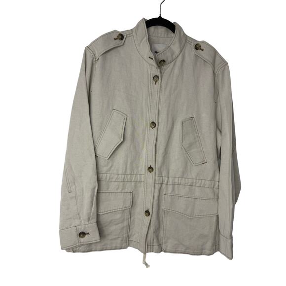 NEW Madewell Cinched Utility Jacket in Italian Linen Twill Women Size L - Picture 3 of 10